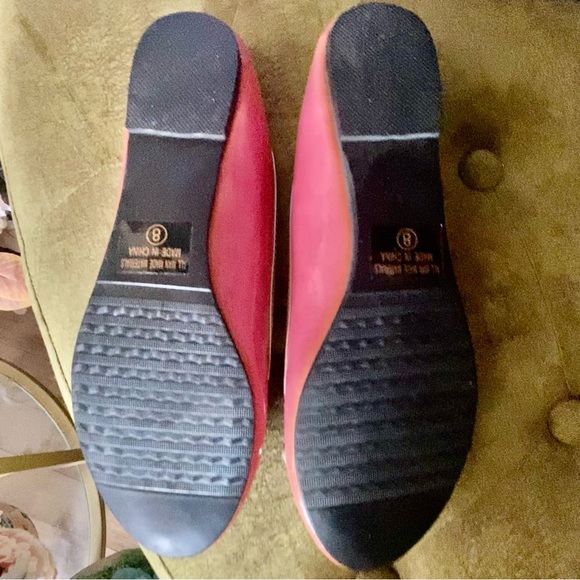 BALLERINA FLATS BARBIE HOT PINK PATENT GOLD TRIM BOW SHOES GOLD LINED SIZE 8 - Picture 4 of 4